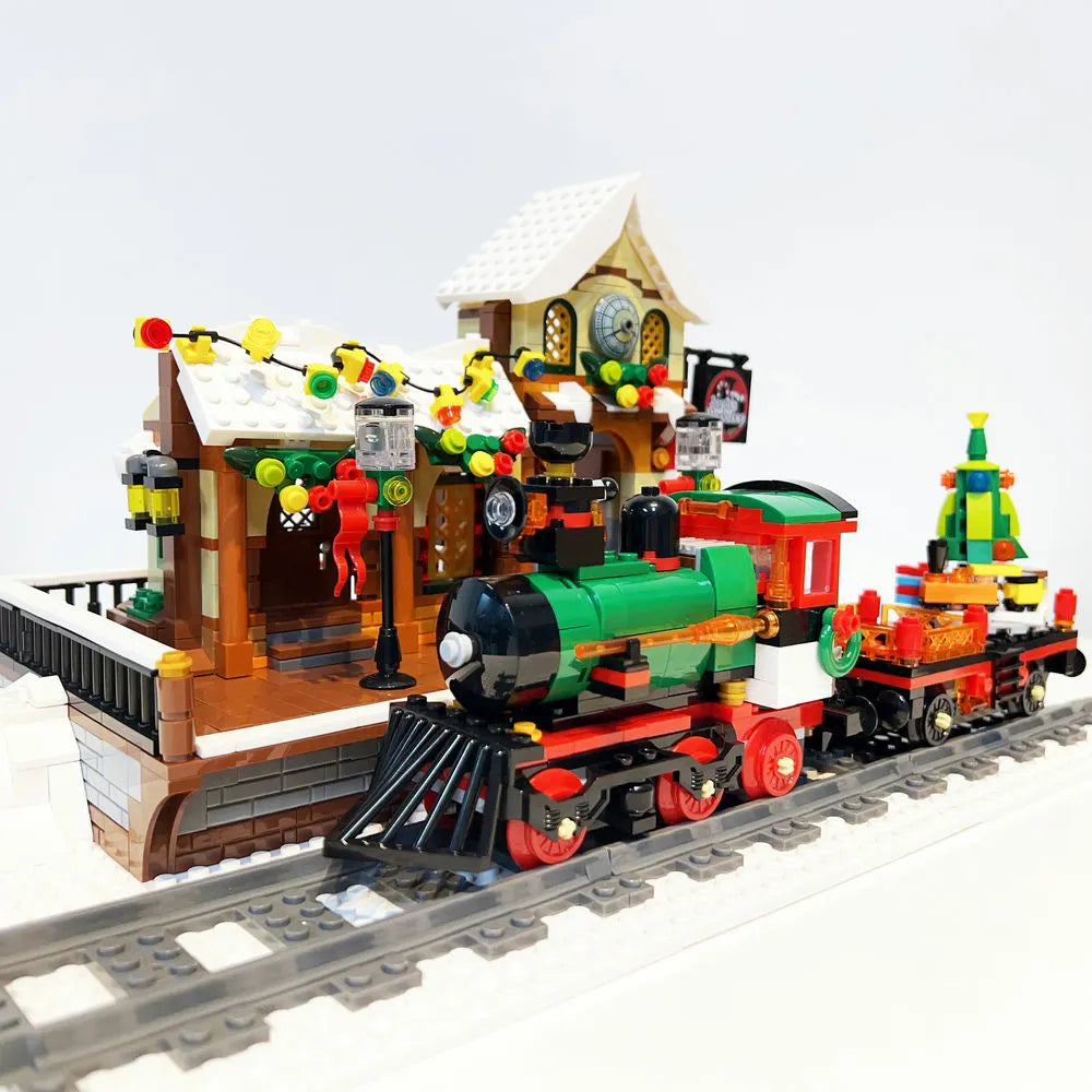 Building Blocks Creator Expert The Railway Station At Christmas Bricks Toy - 12