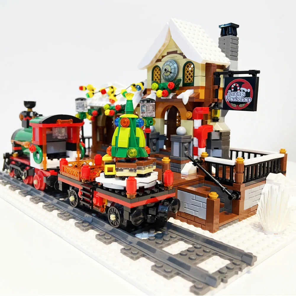 Building Blocks Creator Expert The Railway Station At Christmas Bricks Toy - 14
