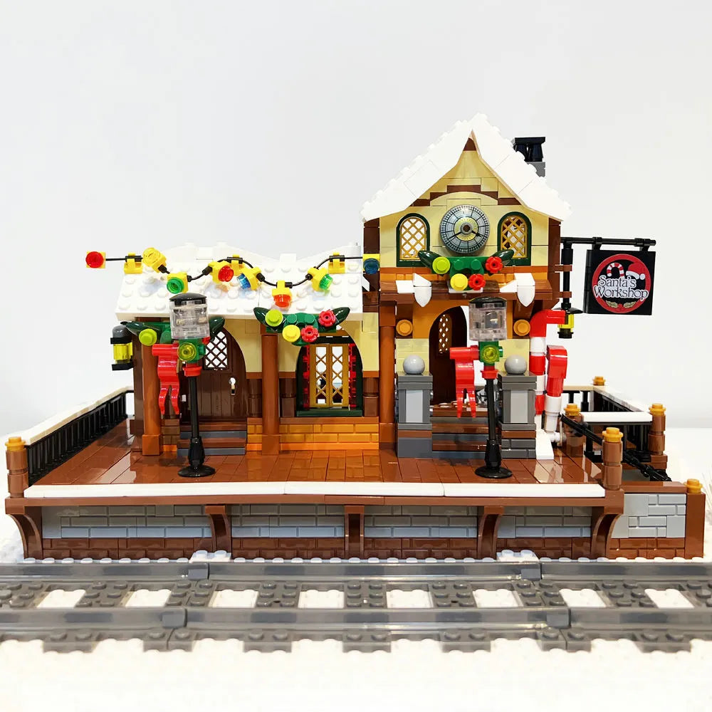 Building Blocks Creator Expert The Railway Station At Christmas Bricks Toy - 16