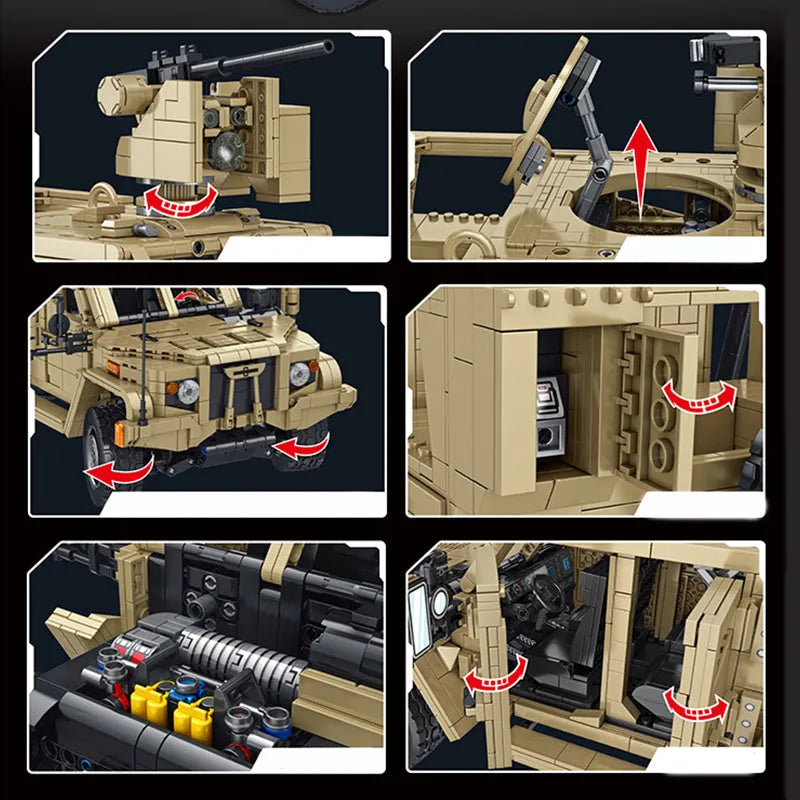 Building Blocks Tech Military MOC JLTV Armored Vehicle Bricks Toy - 4