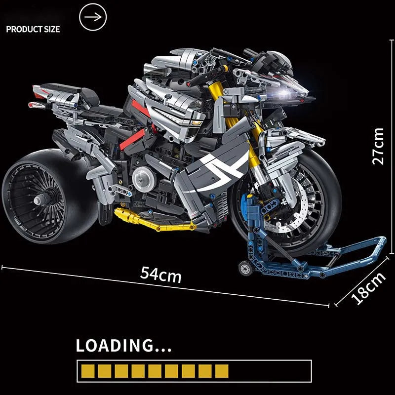 Building Blocks Technic MOC Super Sport Racing Motorcycle Bricks Toy - 3