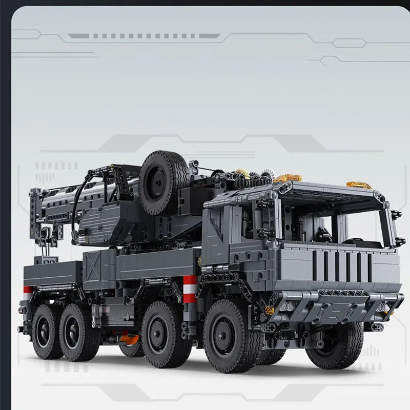 Building Blocks Tech Motorized Military Rescue Vehicle Crane Truck Bricks Toy - 3