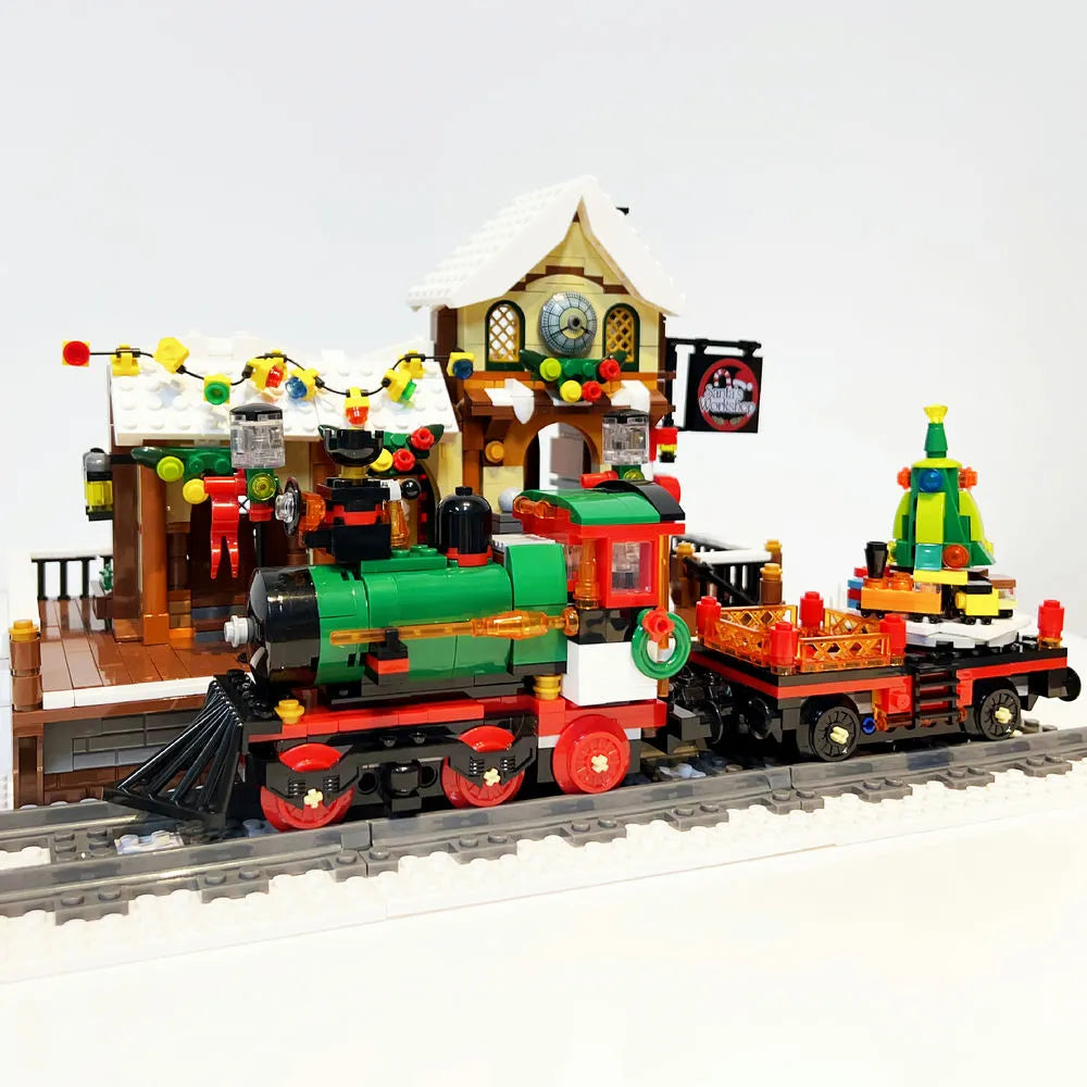 Building Blocks Creator Expert The Railway Station At Christmas Bricks Toy - 6