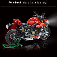 Thumbnail for Building Blocks Tech MOC Ducati V4 Sport Motorcycle Bricks Toy - 5
