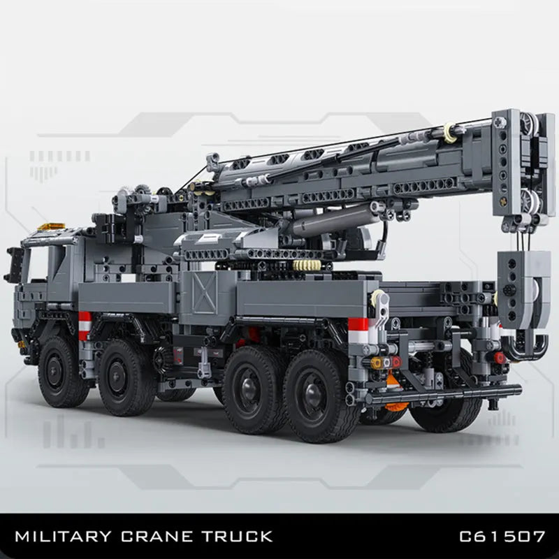 Building Blocks Tech Motorized Military Rescue Vehicle Crane Truck Bricks Toy - 4