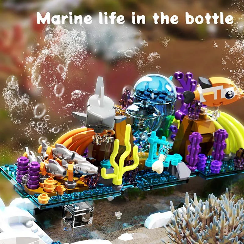 Building Blocks Art Creative MOC Drift Bottle Ship Bricks Toy - 6