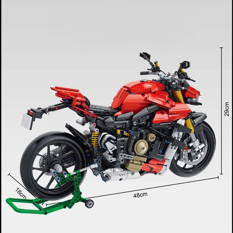 Building Blocks Tech MOC Ducati V4 Sport Motorcycle Bricks Toy - 6