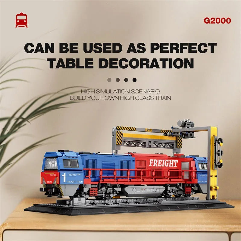 Building Blocks Tech MOC G2000 European Freight Train Bricks Toy - 4