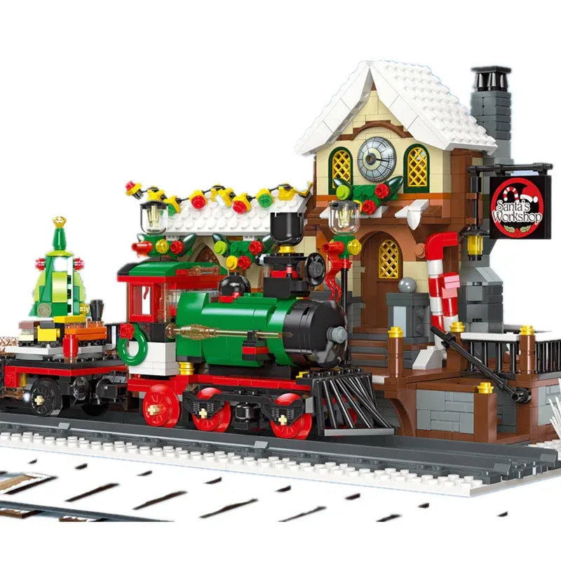 Building Blocks Creator Expert The Railway Station At Christmas Bricks Toy - 1