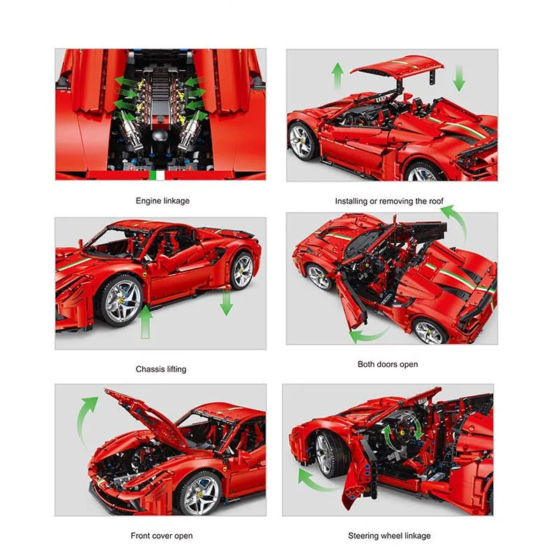 Building Blocks Technic MOC Ferrari F8 Racing Sports Car Bricks Toy - 2