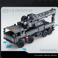 Thumbnail for Building Blocks Tech Motorized Military Rescue Vehicle Crane Truck Bricks Toy - 5