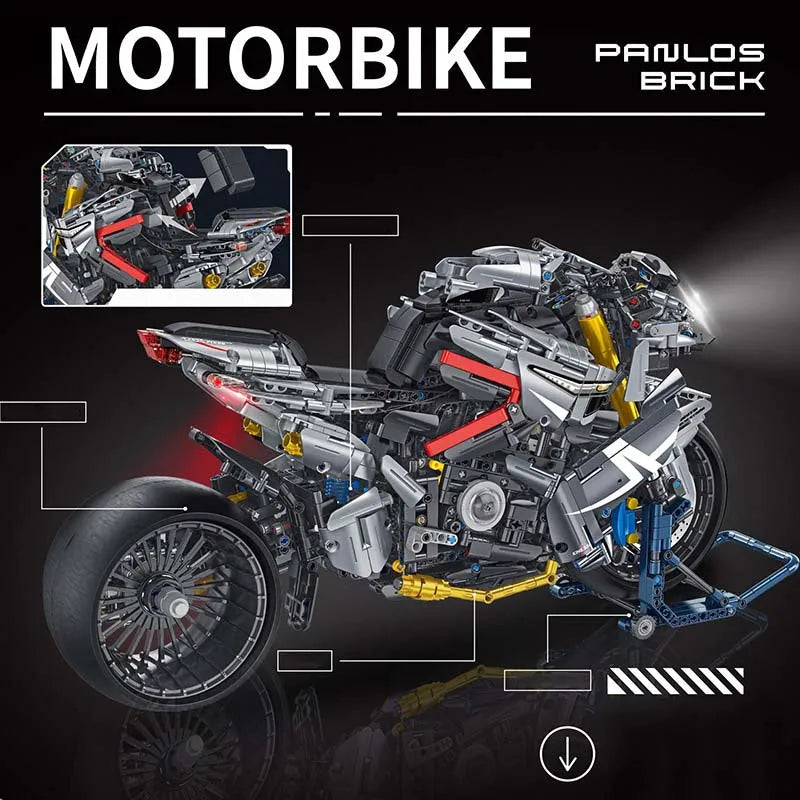 Building Blocks Technic MOC Super Sport Racing Motorcycle Bricks Toy - 2
