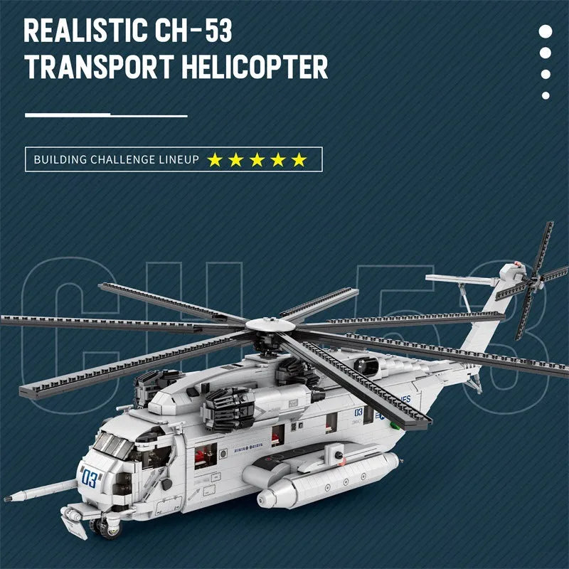 Building Blocks Military CH - 53 Transport Helicopter Bricks Toy - 7