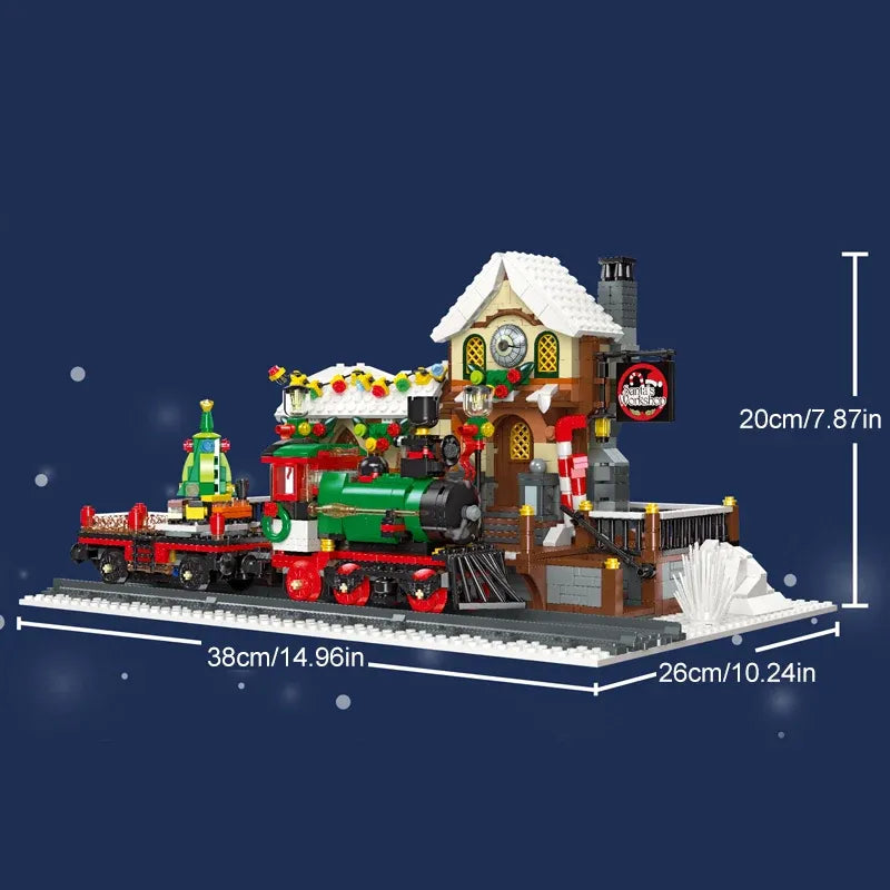 Building Blocks Creator Expert The Railway Station At Christmas Bricks Toy - 8