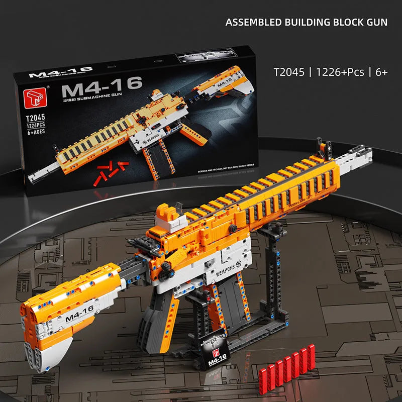 Building Blocks Military Weapon MOC M4 - 16 Submachine Gun Bricks Toy - 1