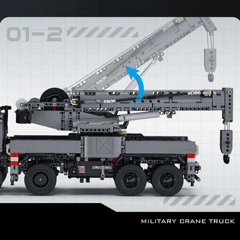 Building Blocks Tech Motorized Military Rescue Vehicle Crane Truck Bricks Toy - 6