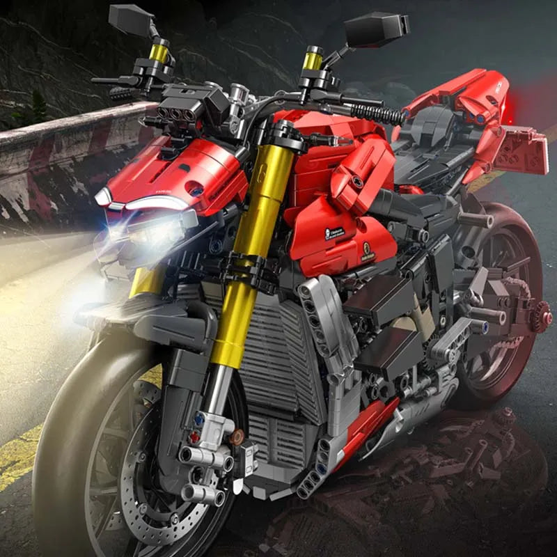 Building Blocks Tech MOC Ducati V4 Sport Motorcycle Bricks Toy - 2