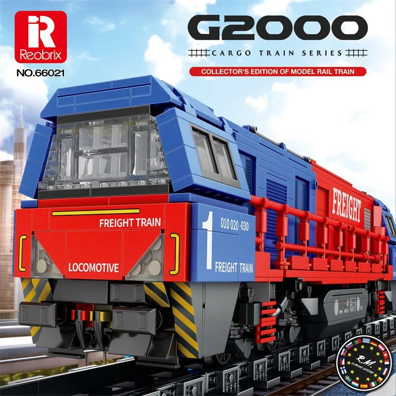 Building Blocks Tech MOC G2000 European Freight Train Bricks Toy - 2