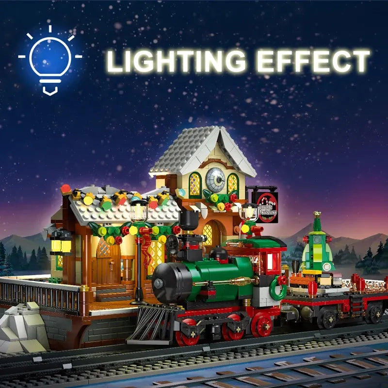 Building Blocks Creator Expert The Railway Station At Christmas Bricks Toy - 2