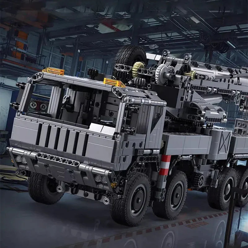 Building Blocks Tech Motorized Military Rescue Vehicle Crane Truck Bricks Toy - 7