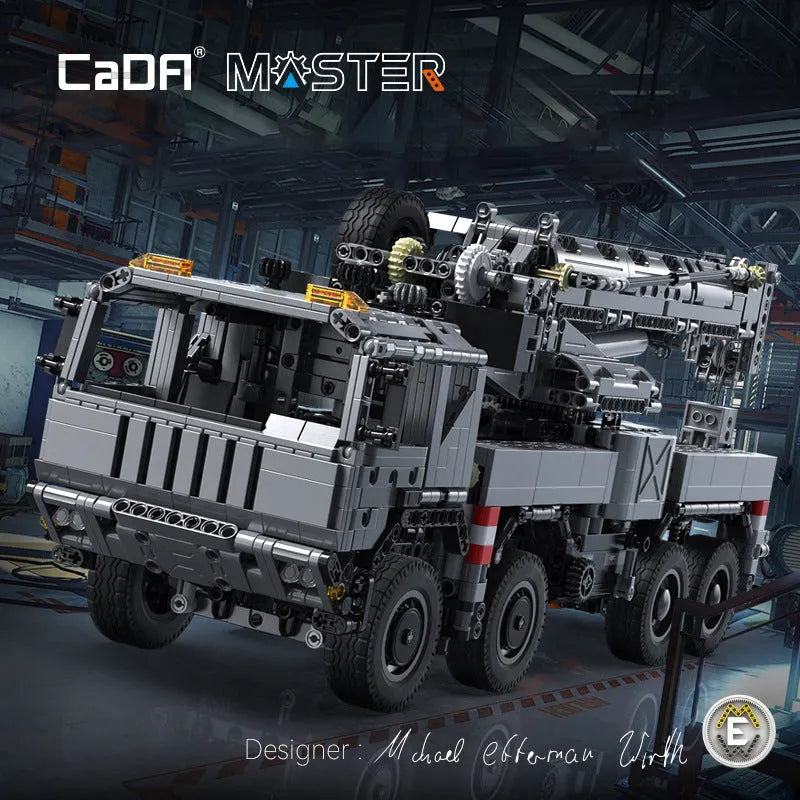 Building Blocks Tech Motorized Military Rescue Vehicle Crane Truck Bricks Toy - 8