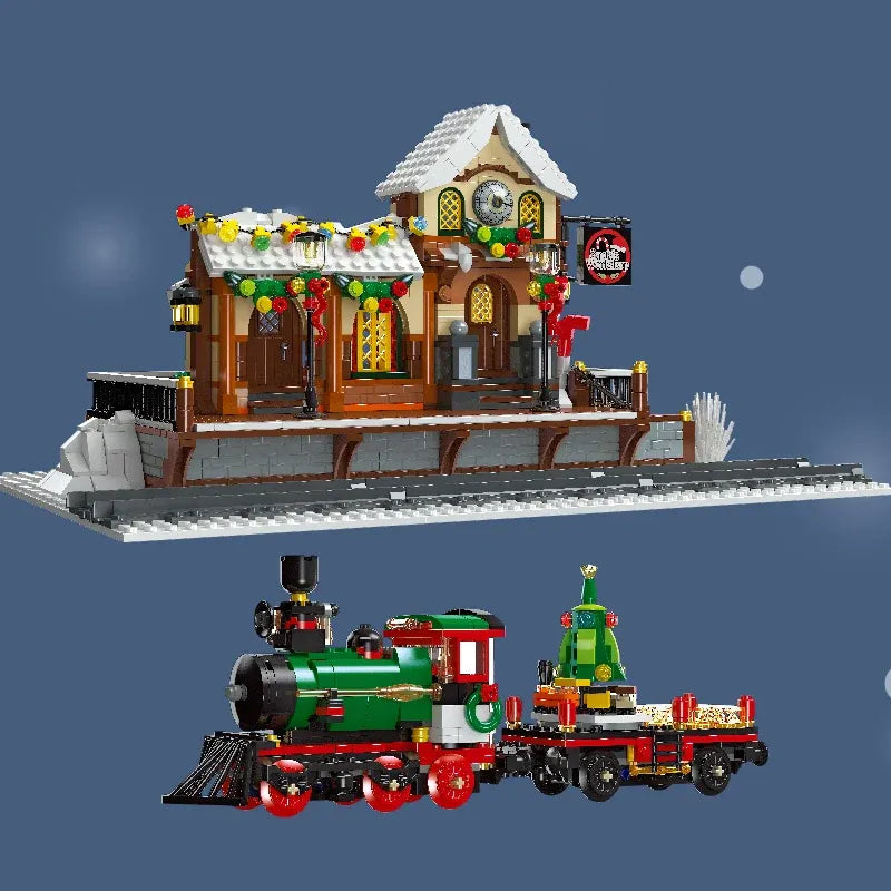 Building Blocks Creator Expert The Railway Station At Christmas Bricks Toy - 9