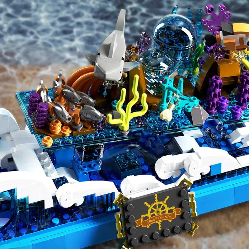 Building Blocks Art Creative MOC Drift Bottle Ship Bricks Toy - 4