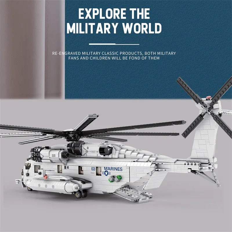 Building Blocks Military CH - 53 Transport Helicopter Bricks Toy - 3