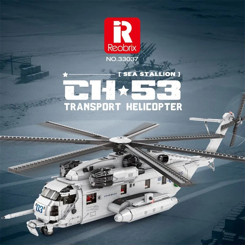 Building Blocks Military CH - 53 Transport Helicopter Bricks Toy - 2