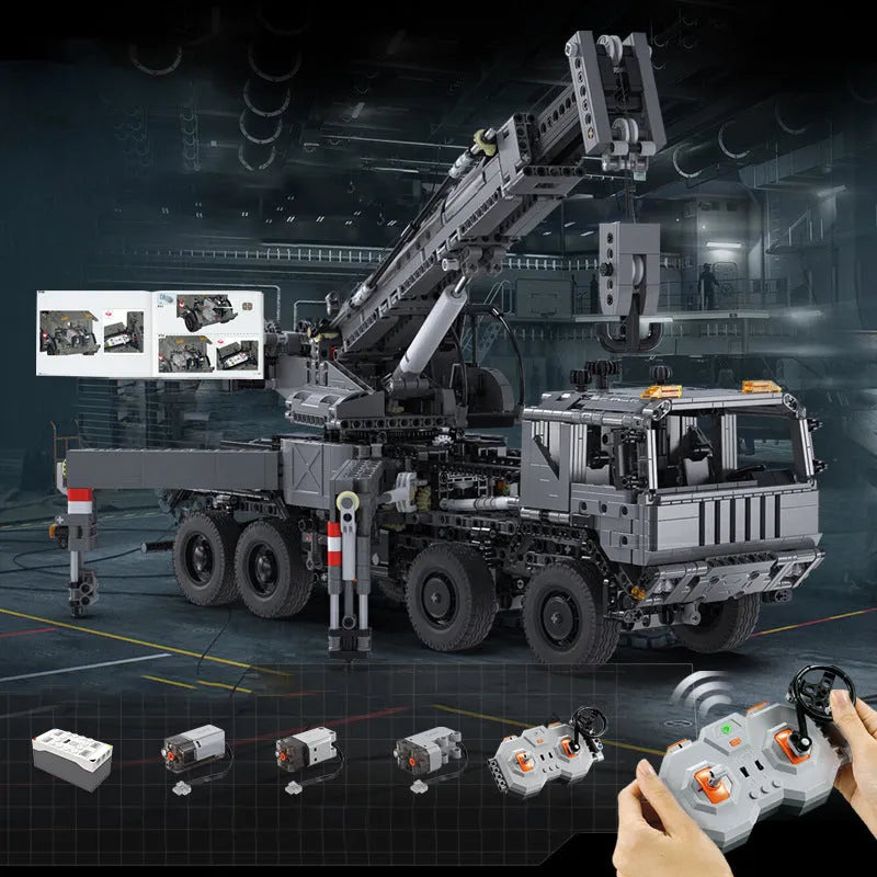 Building Blocks Tech Motorized Military Rescue Vehicle Crane Truck Bricks Toy - 10
