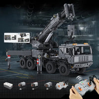 Thumbnail for Building Blocks Tech Motorized Military Rescue Vehicle Crane Truck Bricks Toy - 10