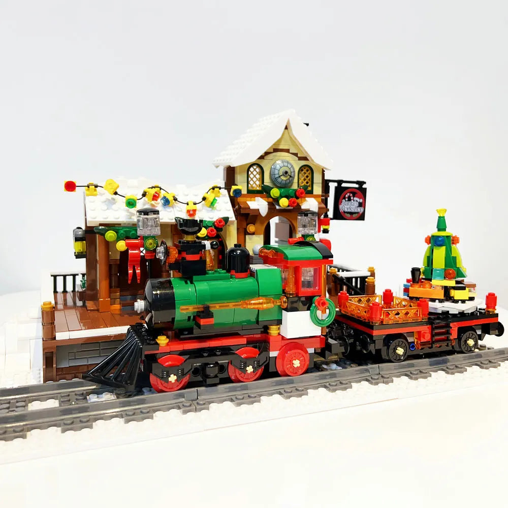 Building Blocks Creator Expert The Railway Station At Christmas Bricks Toy - 11