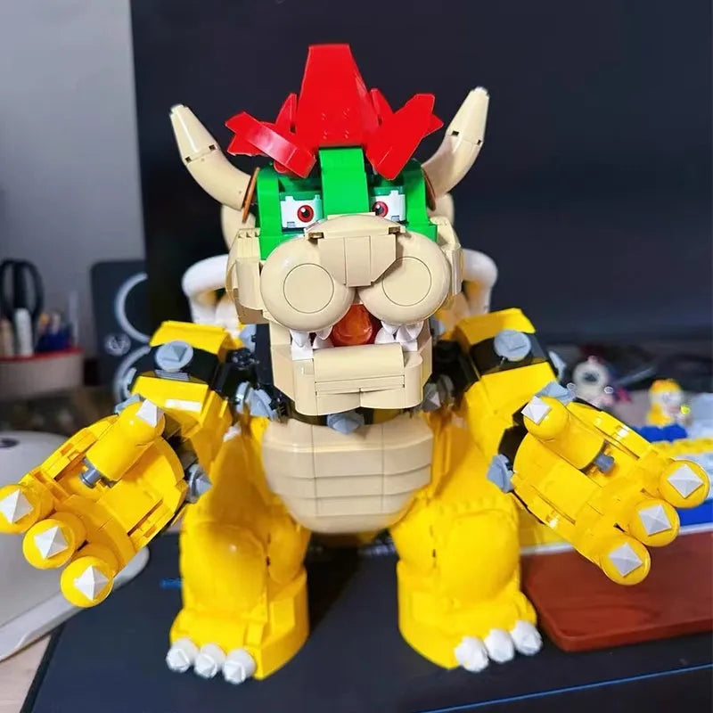 Figura Di Bowser In Mattoncini MOC - Super Mario, Altezza 9 Cm, Personaggio King Bowser