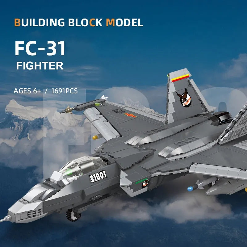 Building Blocks Military MOC FC - 31 Aircraft Jet Fighter Plane Bricks Toys - 2