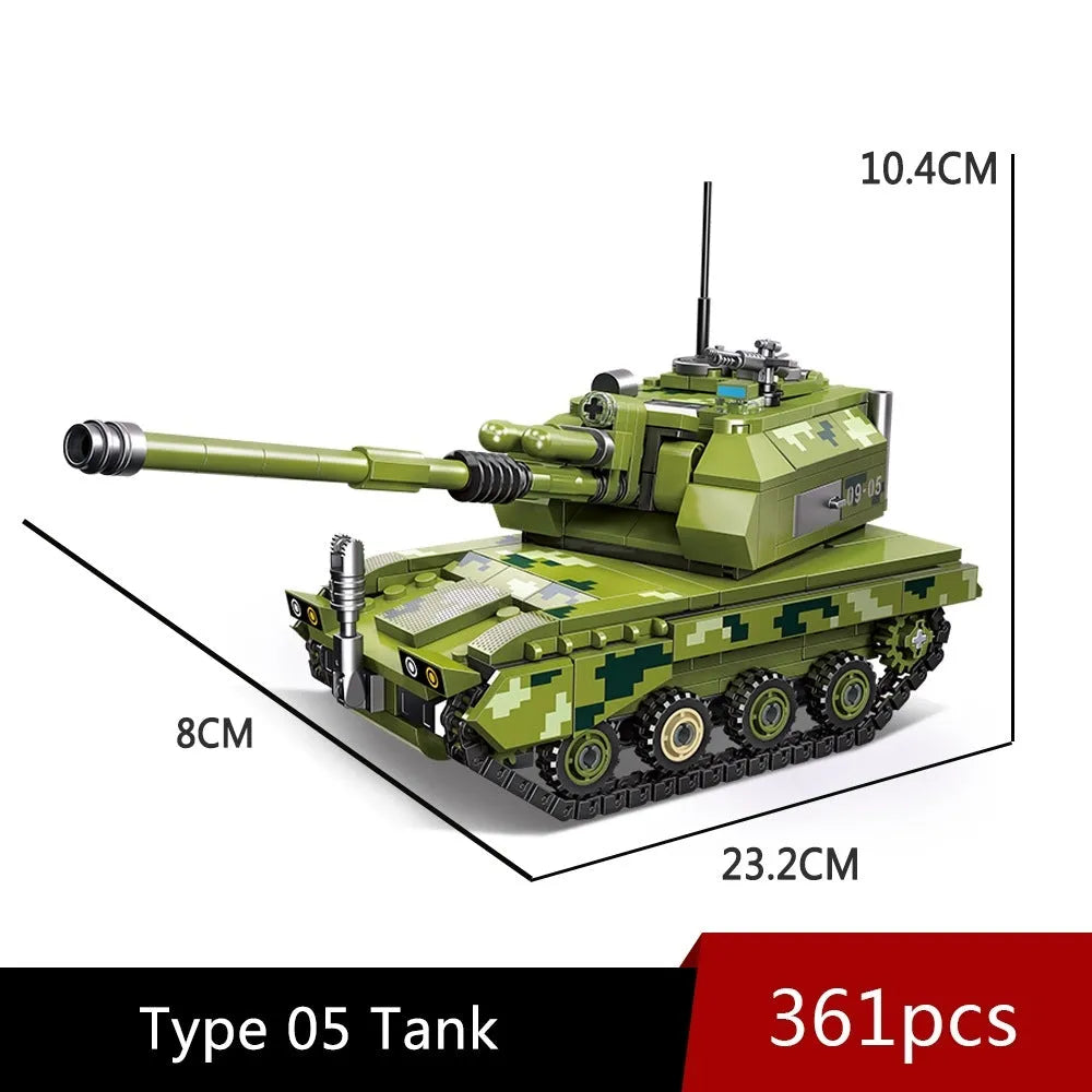 Building Blocks Military Type 05 Self - Propelled Howitzer Tank Bricks Toy - 1