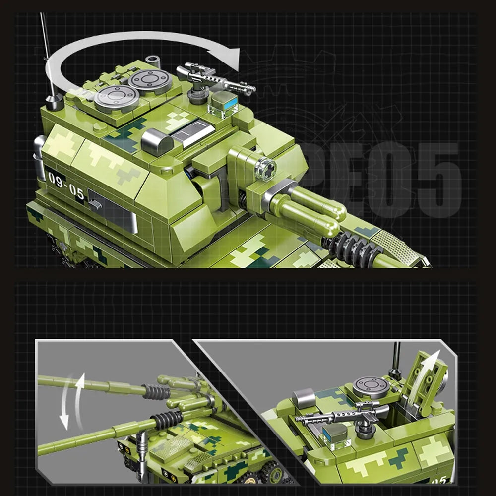 Building Blocks Military Type 05 Self - Propelled Howitzer Tank Bricks Toy - 6