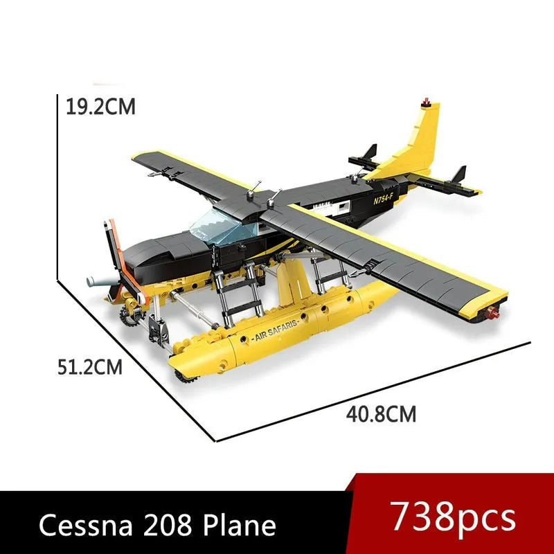 Building Blocks Tech MOC Cargo Plane Cessna 208 Aircraft Bricks Toy - 3