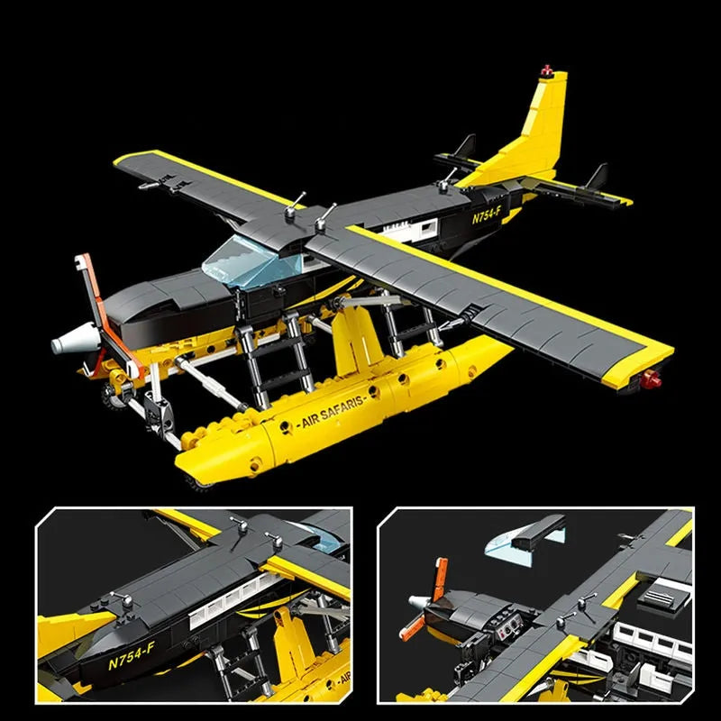 Building Blocks Tech MOC Cargo Plane Cessna 208 Aircraft Bricks Toy - 5