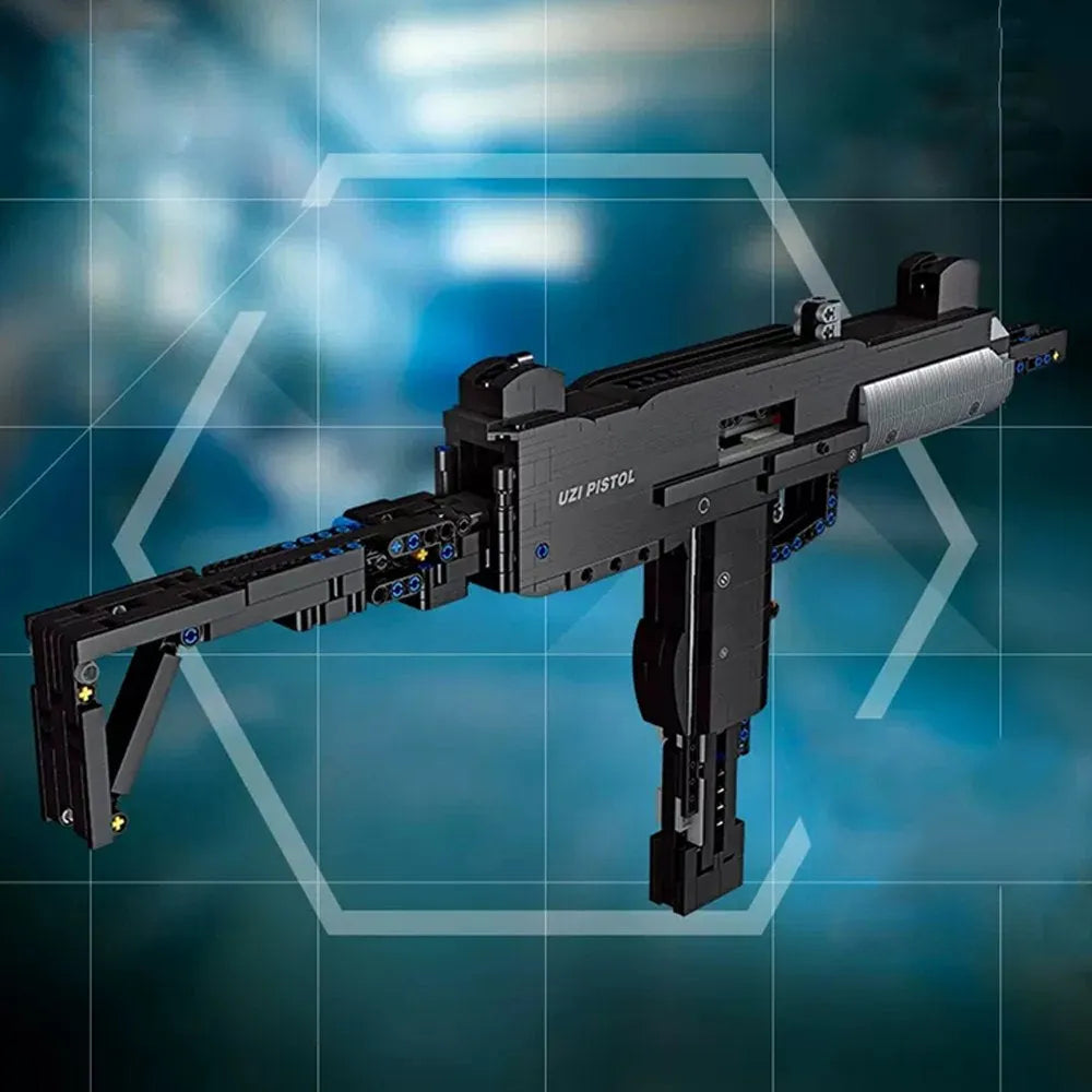 Building Blocks Tech Weapon MOC UZI Sub Machine Gun Bricks Toy - 6