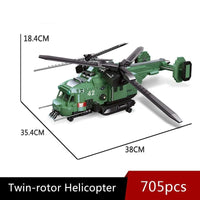 Thumbnail for Building Blocks Technical MOC Twin - Rotor Helicopter Bricks Toy 58008 - 2