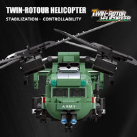 Thumbnail for Building Blocks Technical MOC Twin - Rotor Helicopter Bricks Toy 58008 - 3
