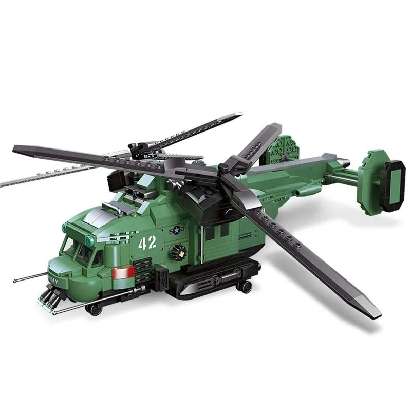 Building Blocks Technical MOC Twin - Rotor Helicopter Bricks Toy 58008 - 1