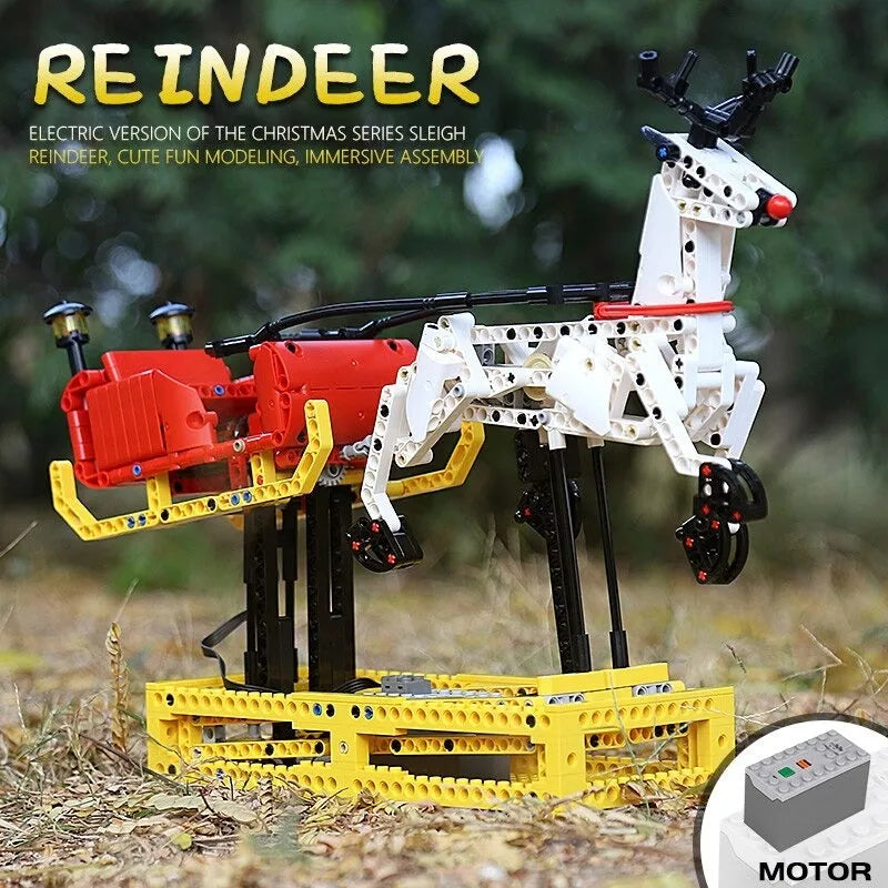 Building Blocks Motorized Santa Claus Reindeer Elk Bricks Toy - 5