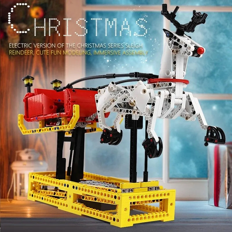 Building Blocks Motorized Santa Claus Reindeer Elk Bricks Toy - 3
