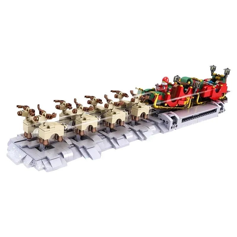 Building Blocks Motorized Santa Claus Sleigh Elk Bricks Toy - 7