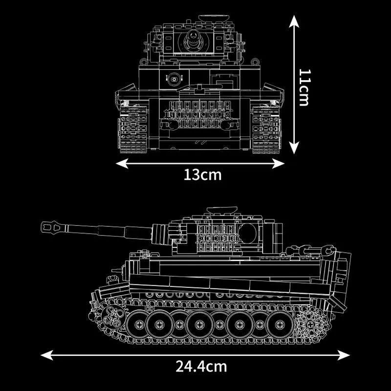 Building Blocks MOC WW2 Motorized RC Heavy Tiger Battle Tank Bricks Toy - 6