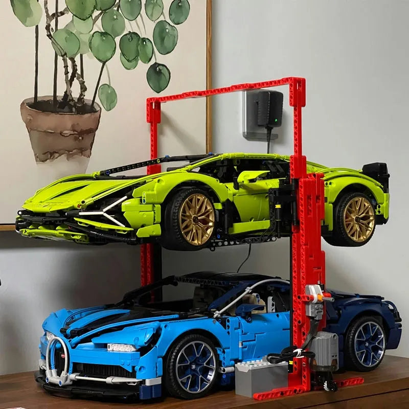 Building Blocks Tech MOC RC Motorized Car Lift Bricks Toy 13053 - 4