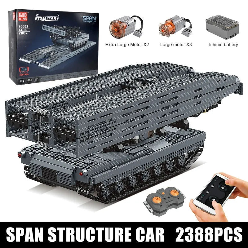Building Blocks Tech RC Motorized Armored Bridge Layer Structure Car Bricks Toy - 1