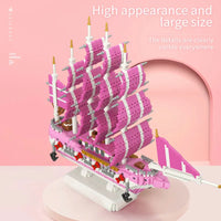 Thumbnail for Building Blocks MOC Experts Girls Pink Princess Love Sailboat MINI Bricks Toys - 4