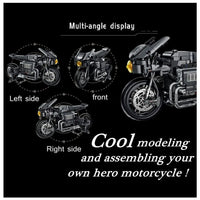 Thumbnail for Building Blocks High Tech MOC Classic City Motorcycle Bricks Toy - 5